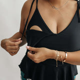 Tie Shoulder Breastfeeding Peplum Tankini Swimsuit Top | Milk & Baby