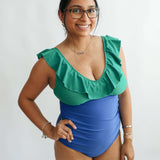 Lace Up Ruffle Neck One Piece Breastfeeding Swimsuit | Milk & Baby