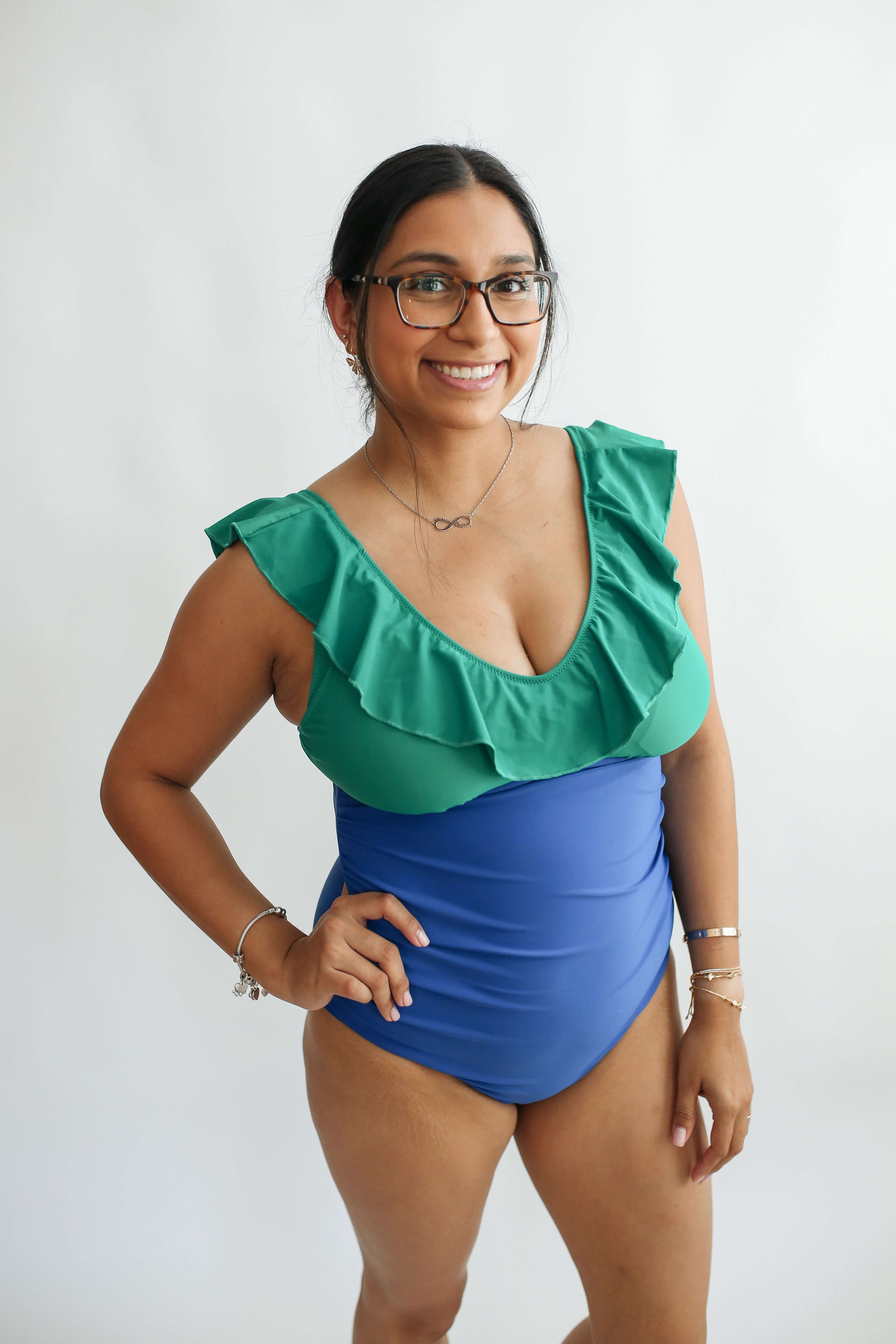 Lace Up Ruffle Neck One Piece Breastfeeding Swimsuit | Milk & Baby