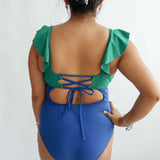 Lace Up Ruffle Neck One Piece Breastfeeding Swimsuit | Milk & Baby