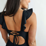 Lace Up Ruffle Neck One Piece Breastfeeding Swimsuit | Milk & Baby
