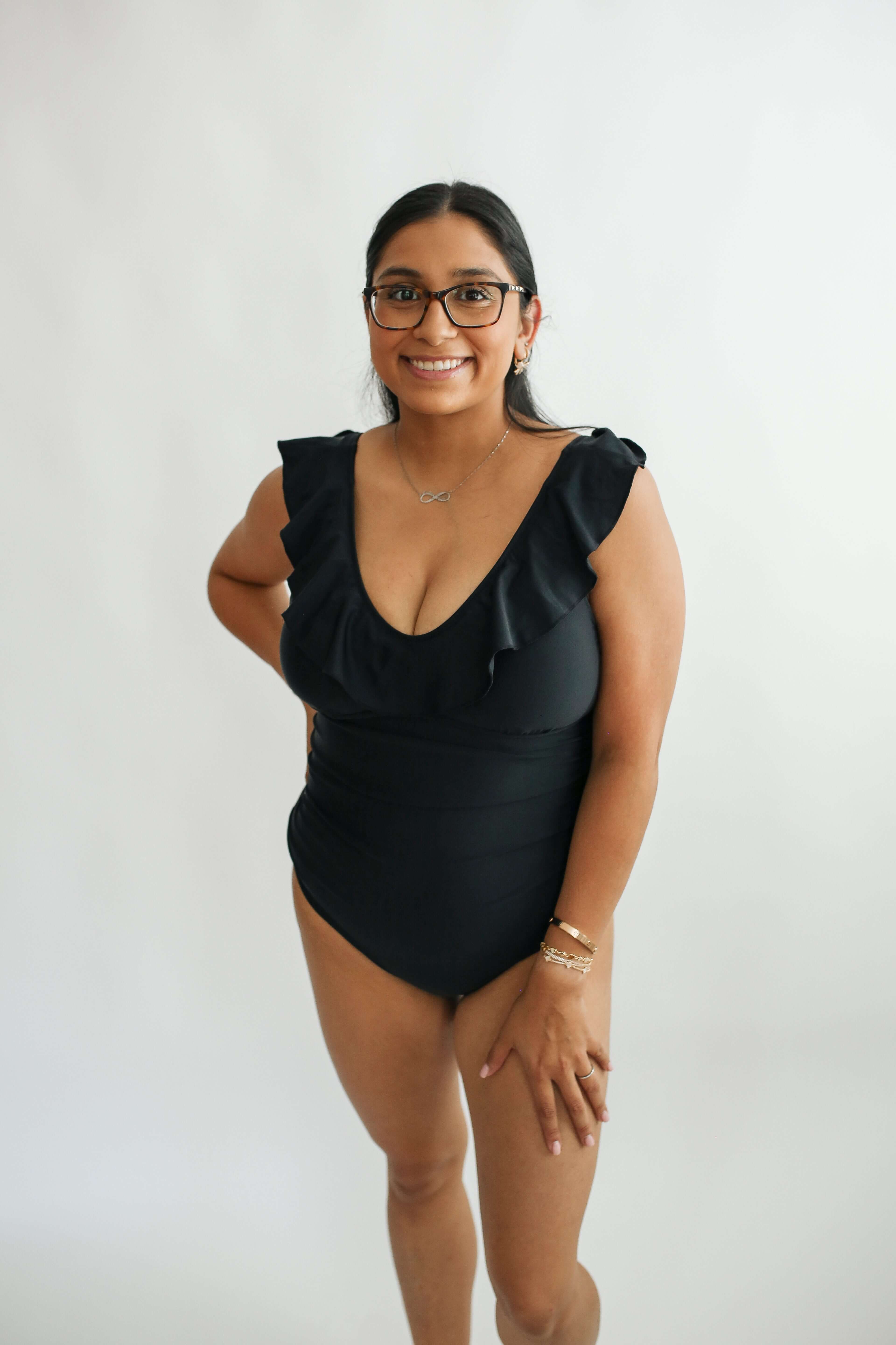 Lace Up Ruffle Neck One Piece Breastfeeding Swimsuit | Milk & Baby