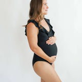 Lace Up Ruffle Neck One Piece Breastfeeding Swimsuit | Milk & Baby