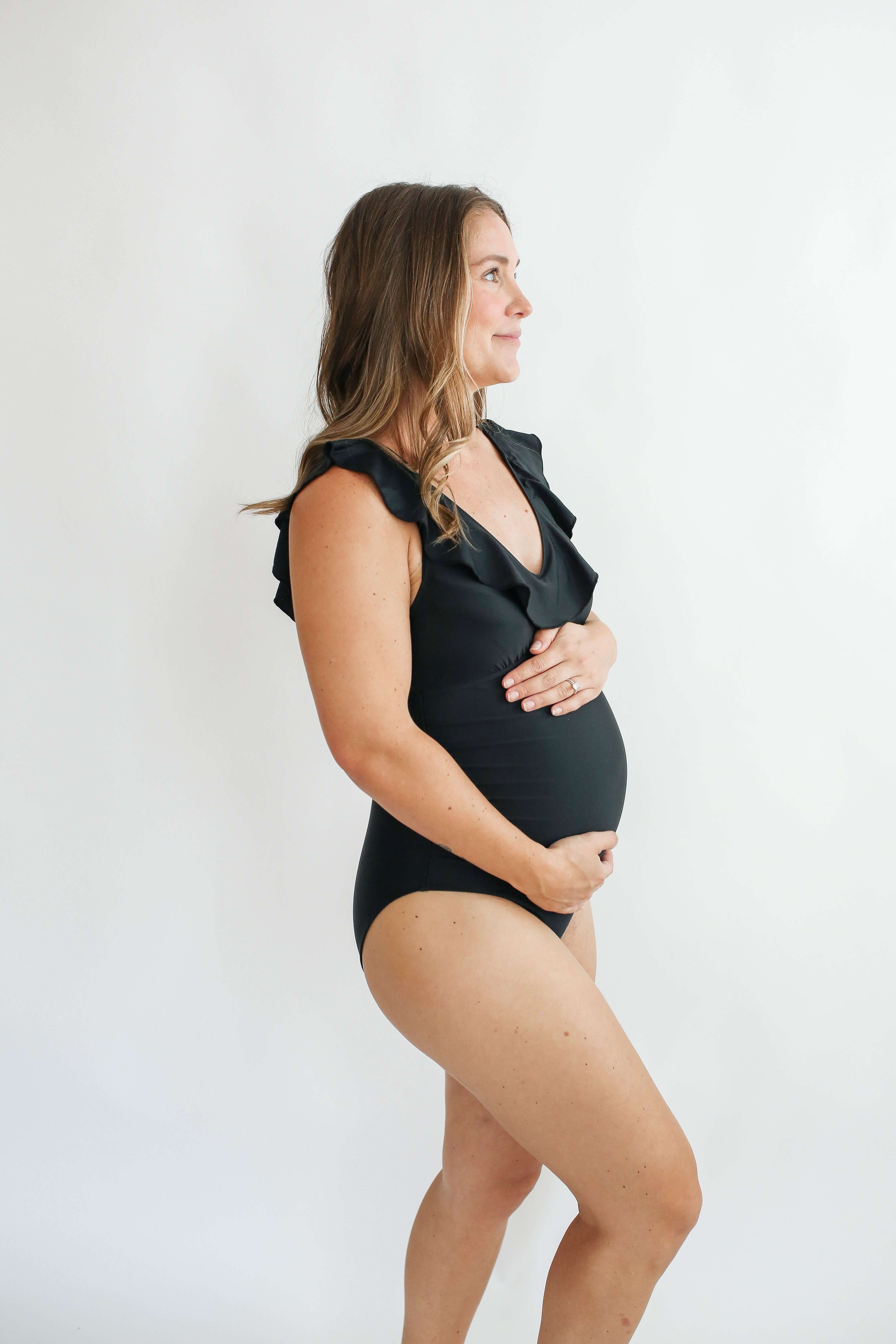 Lace Up Ruffle Neck One Piece Breastfeeding Swimsuit | Milk & Baby