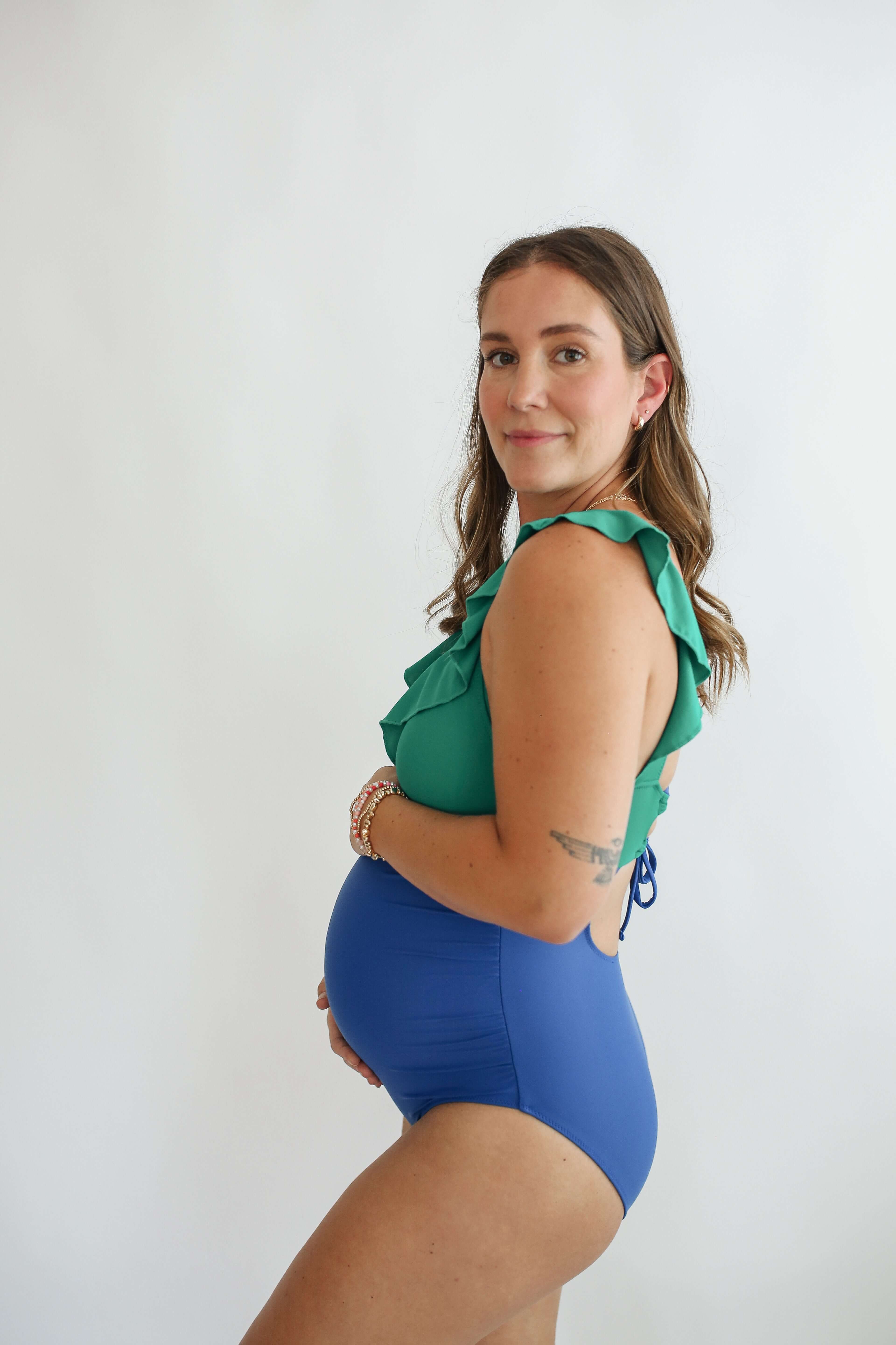 Lace Up Ruffle Neck One Piece Breastfeeding Swimsuit | Milk & Baby