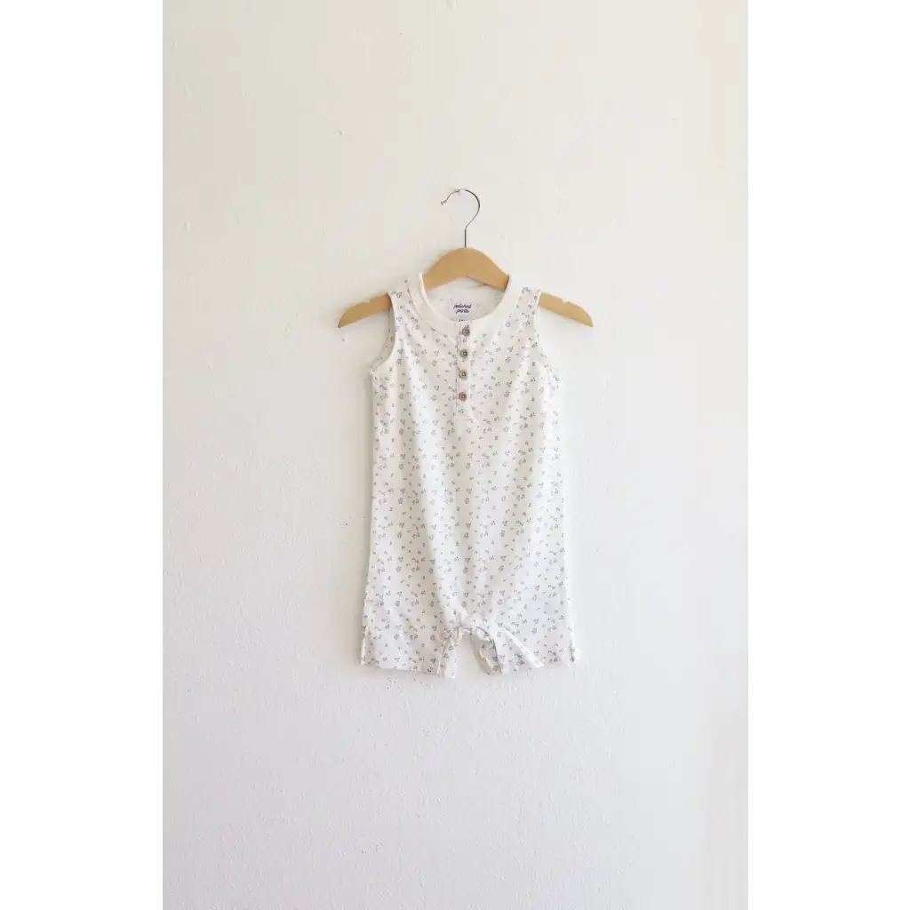 Floral Print Organic Cotton Henley Romper | Milk & Baby