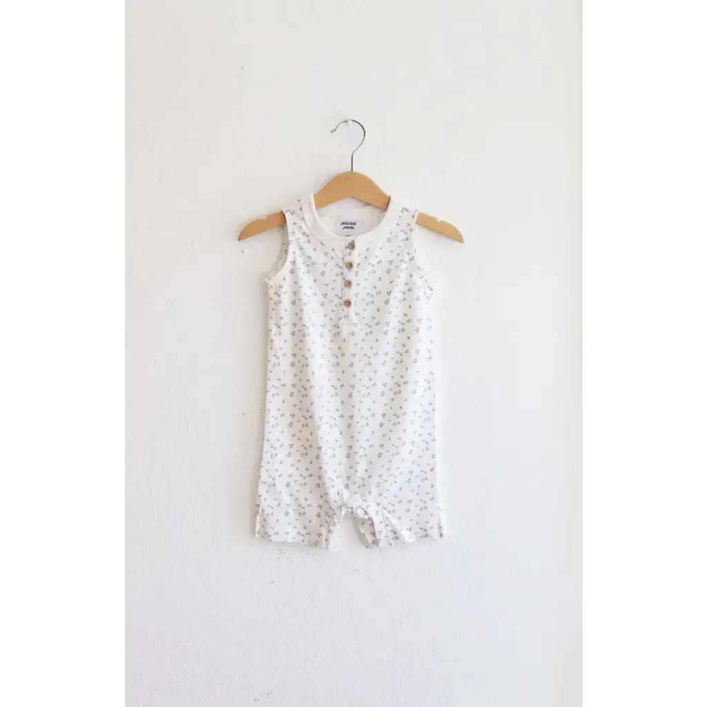 Floral Print Organic Cotton Henley Romper | Milk & Baby