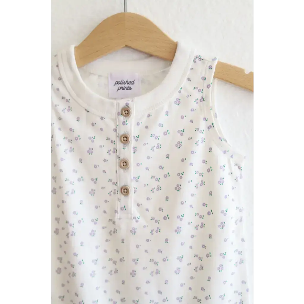 Floral Print Organic Cotton Henley Romper | Milk & Baby