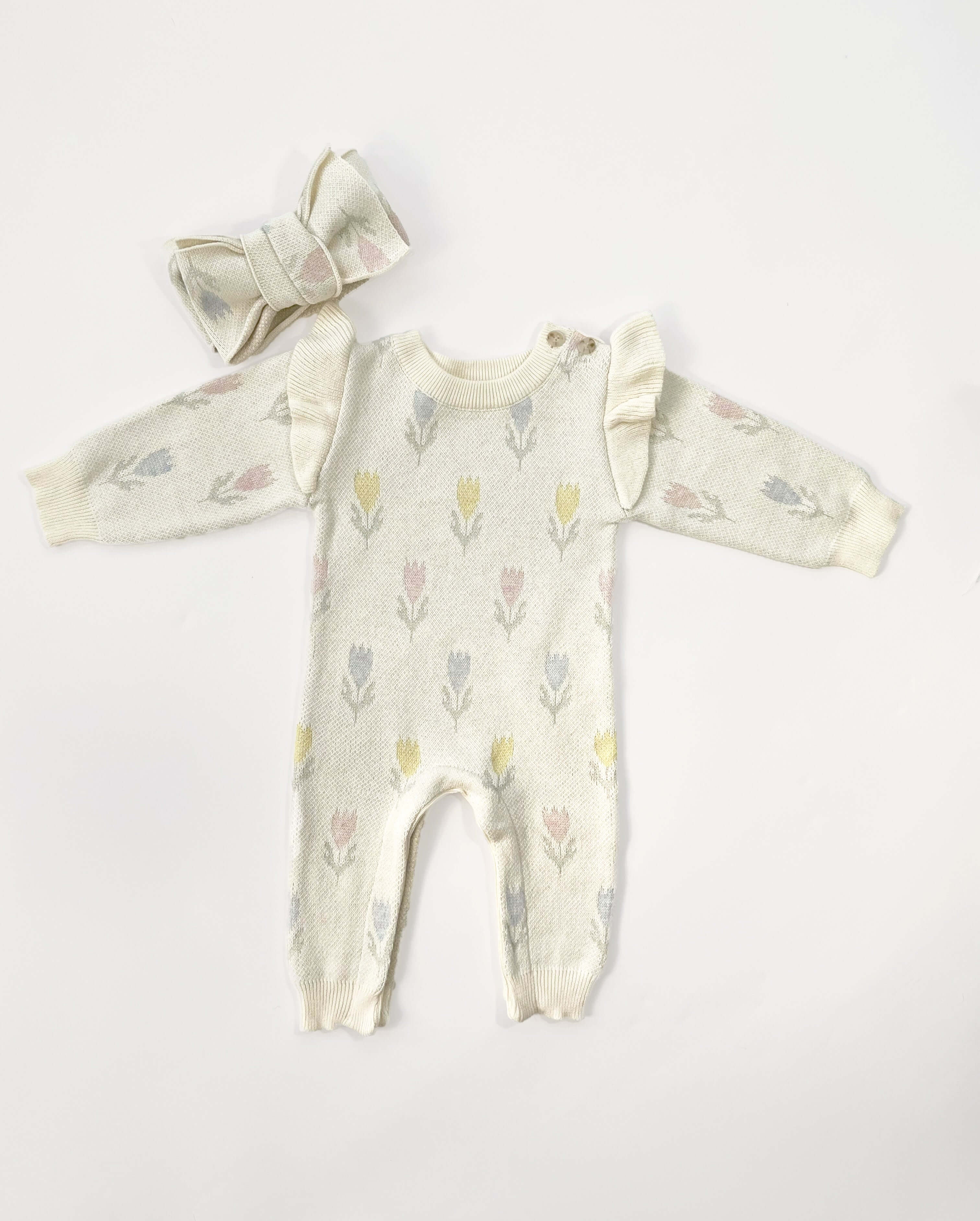 Luna + Luca Tulip Jacquard Jumpsuit | Milk & Baby