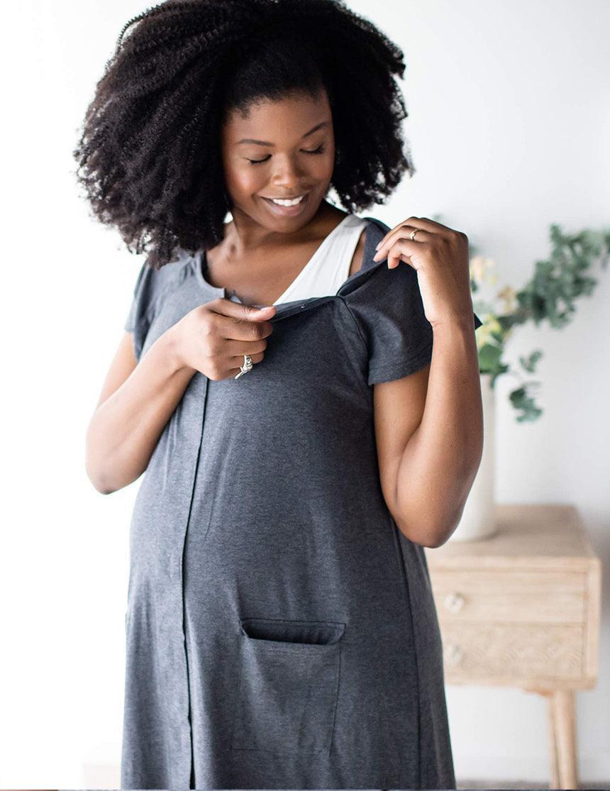 Universal Labor and Delivery Gown in Grey Heather