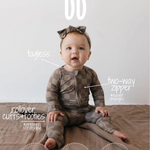 Faded Brown Checkerboard | Bamboo Zip Pajamas | Milk & Baby