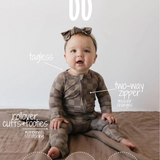 Faded Brown Checkerboard | Bamboo Zip Pajamas | Milk & Baby