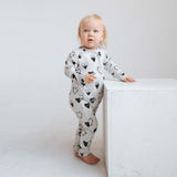 Tattoo Heart Heather Grey | Bamboo Zip Romper | Milk & Baby
