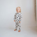 Tattoo Heart Heather Grey | Bamboo Zip Romper | Milk & Baby