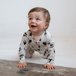 Tattoo Heart Heather Grey | Bamboo Zip Romper | Milk & Baby