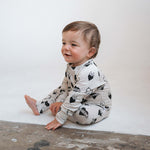 Tattoo Heart Heather Grey | Bamboo Zip Romper | Milk & Baby