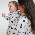 Tattoo Heart Heather Grey | Bamboo Zip Romper | Milk & Baby