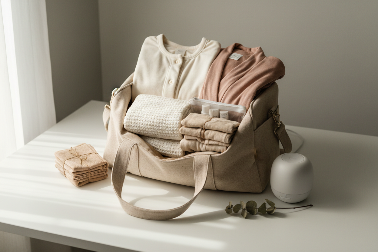 Hospital bag being packed for labor and delivery