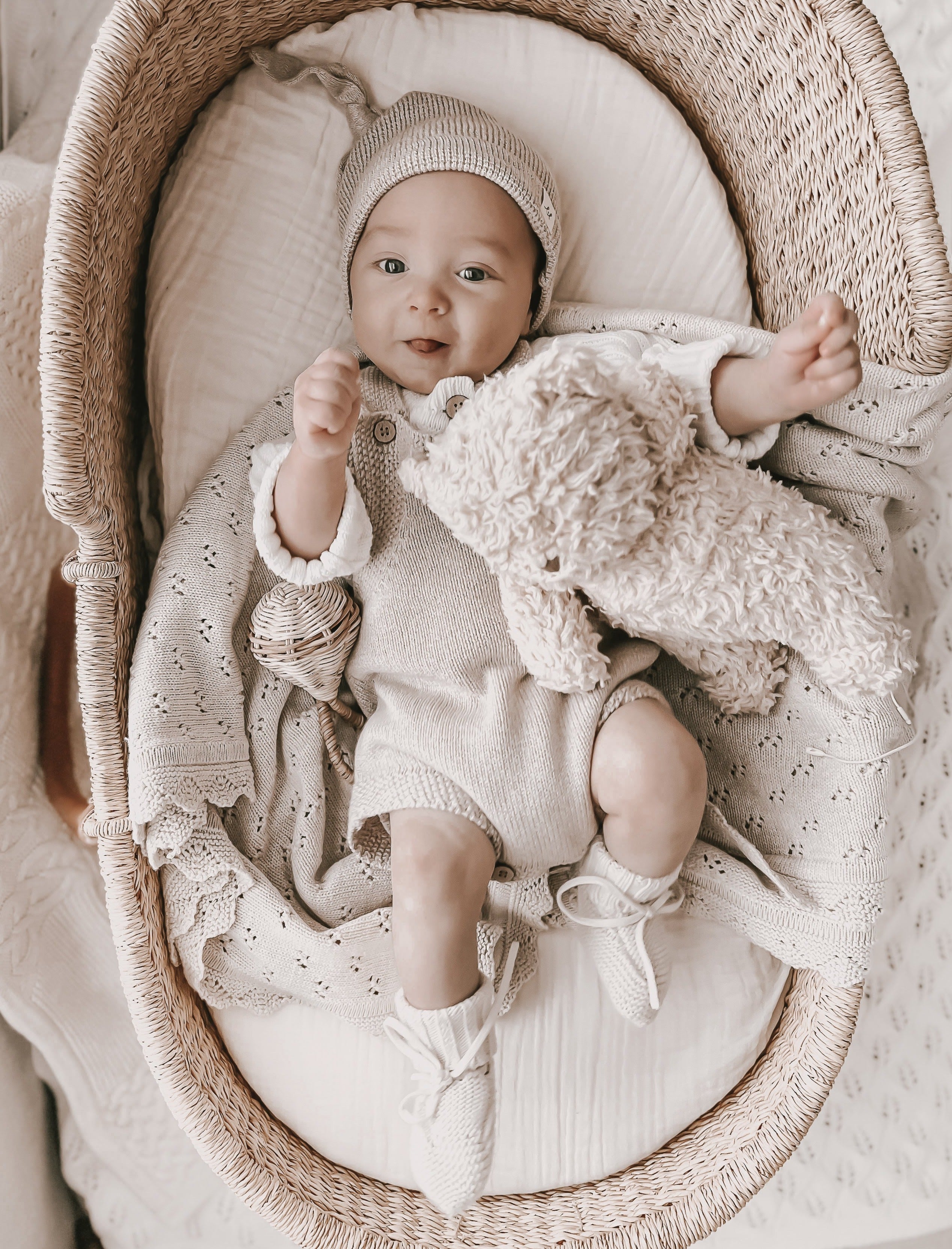 Luna + Luca Novelty Knit Romper - Heather Beige | Milk & Baby