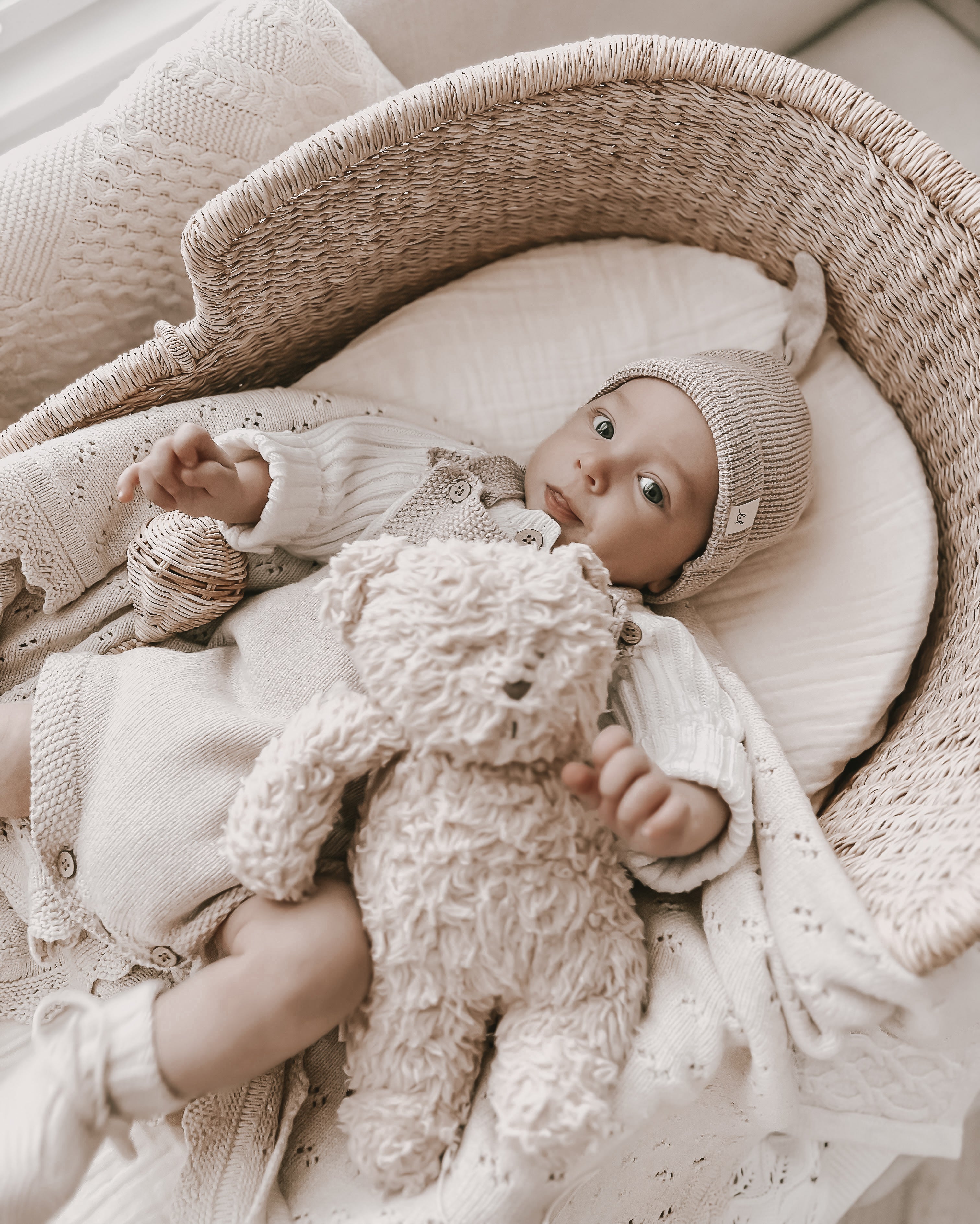 Luna + Luca Novelty Knit Romper - Heather Beige | Milk & Baby