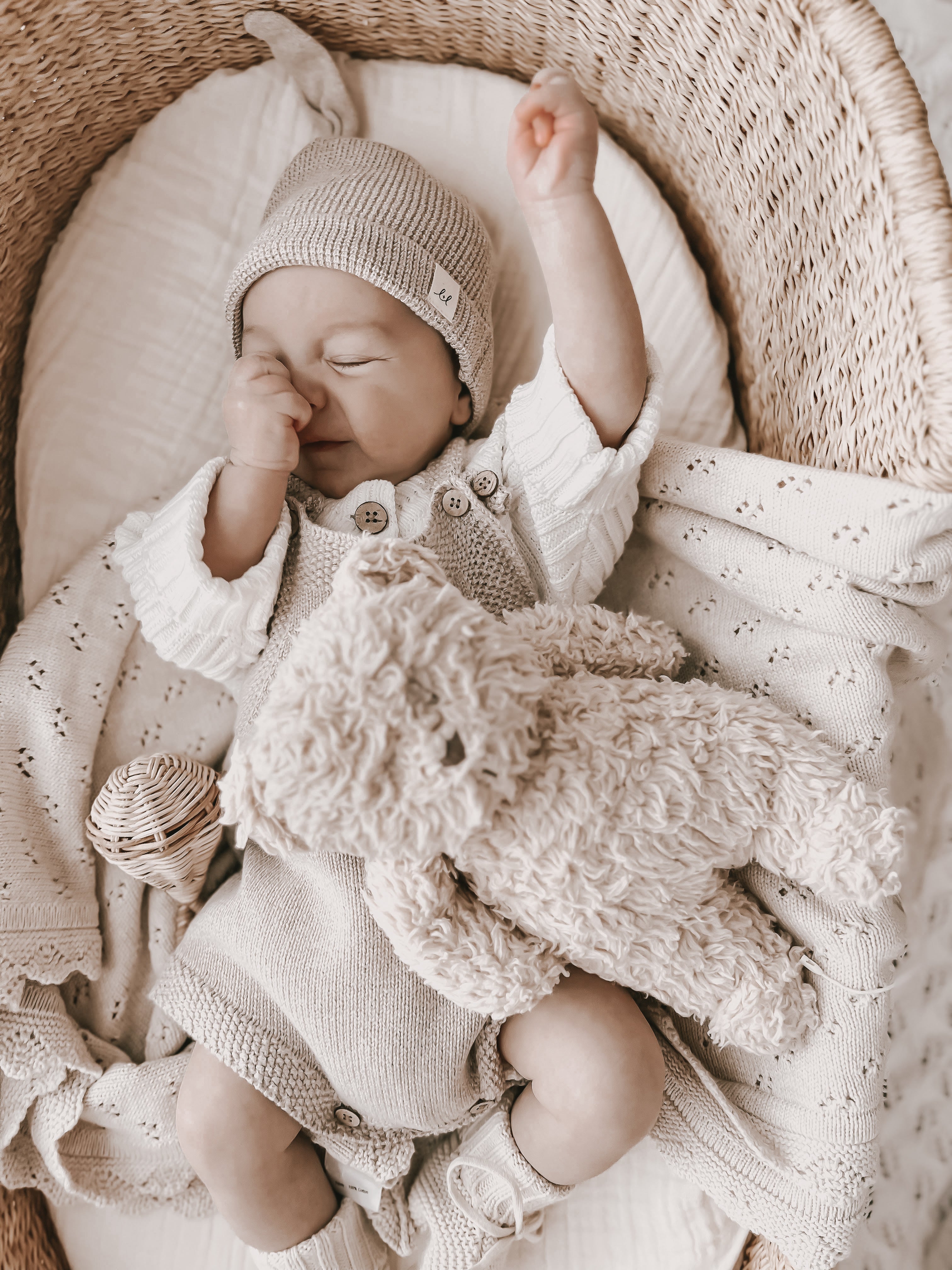 Luna + Luca Novelty Knit Romper - Heather Beige | Milk & Baby