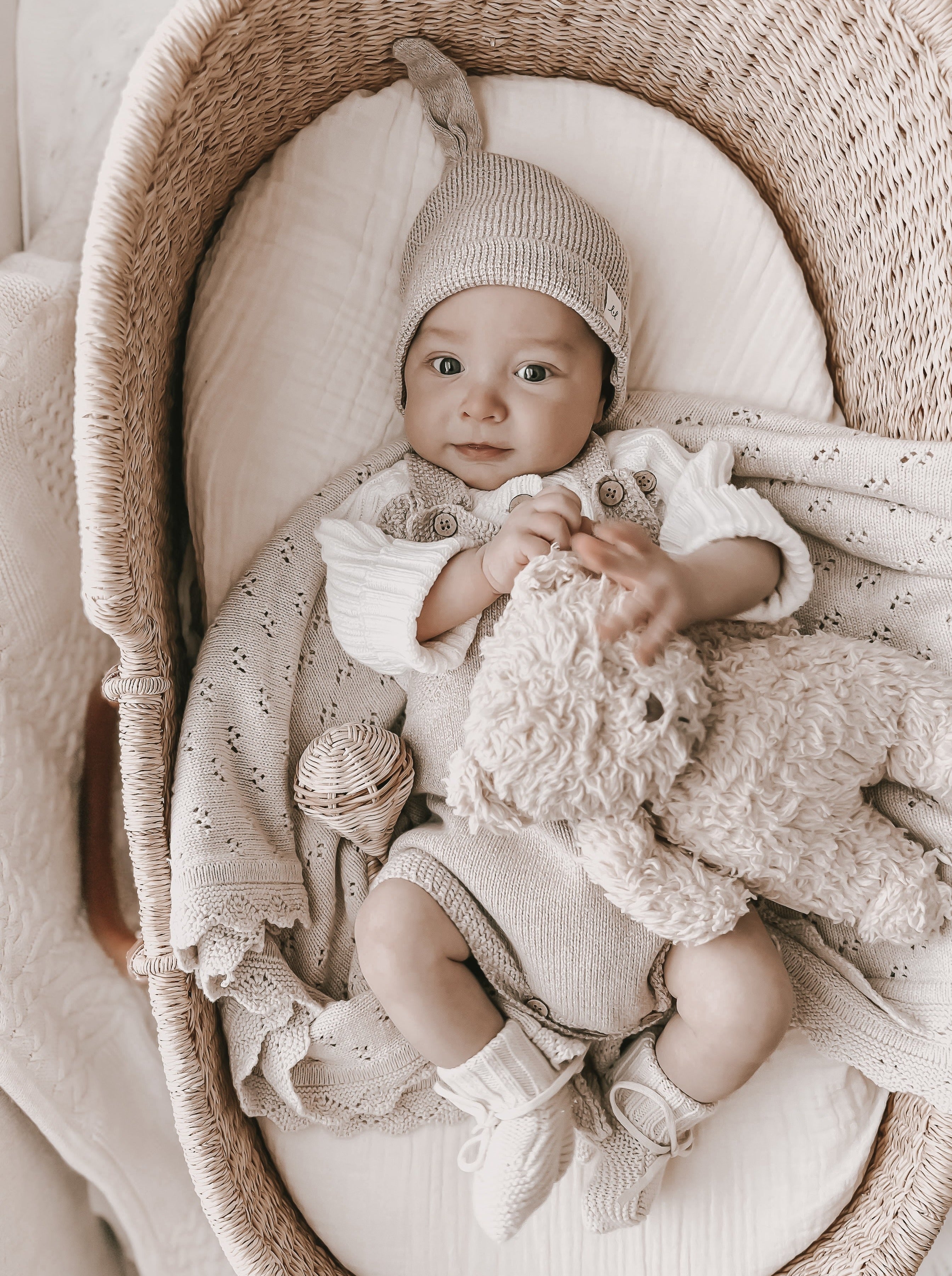 Luna + Luca Novelty Knit Romper - Heather Beige | Milk & Baby