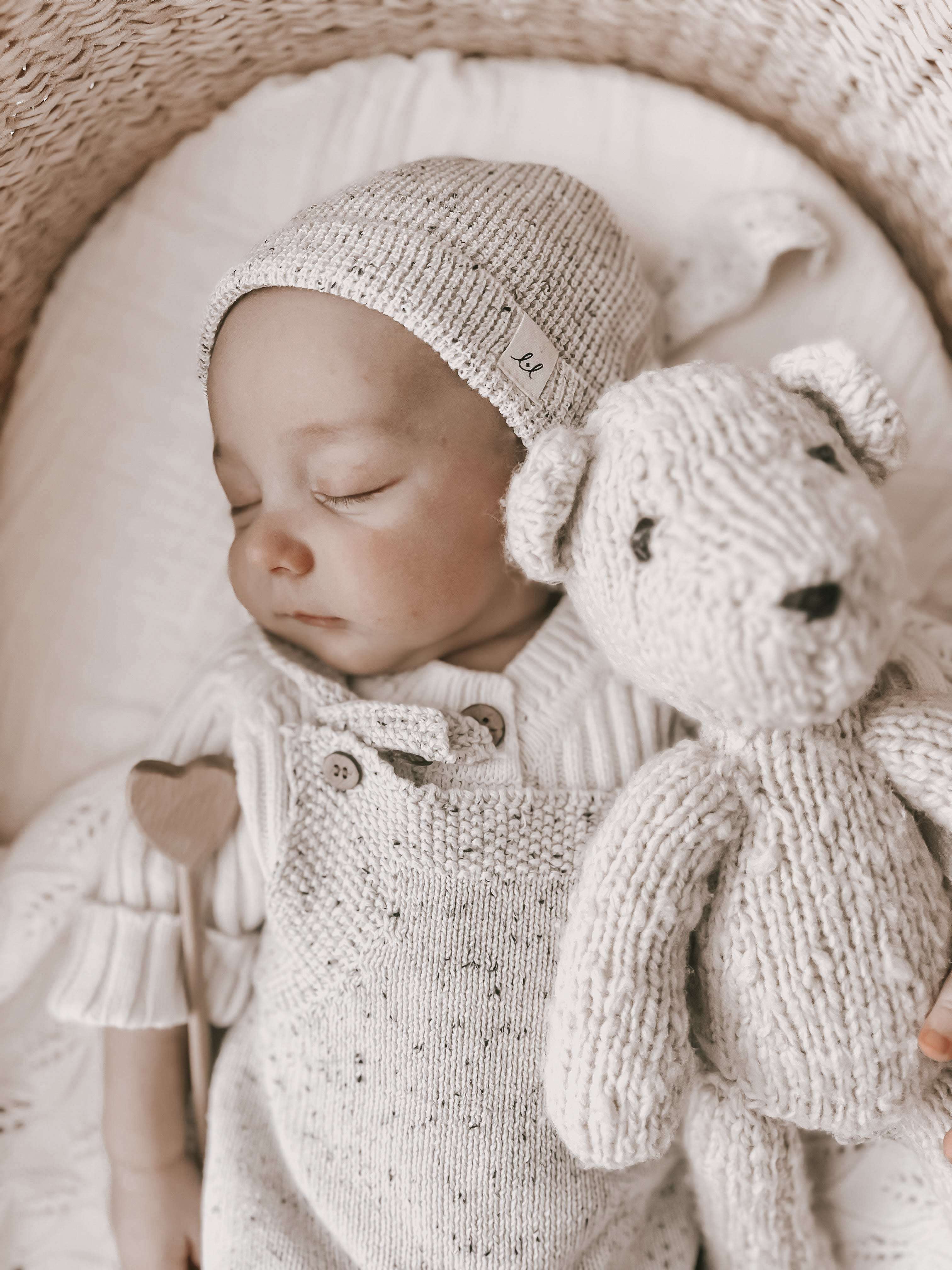 Luna + Luca Novelty Knit Baby Romper | Black Speckle Milk & Baby