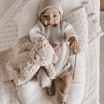 Luna + Luca Rib Detail Short Romper - Heather Beige | Milk & Baby