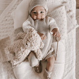 Luna + Luca Rib Detail Short Romper - Heather Beige | Milk & Baby