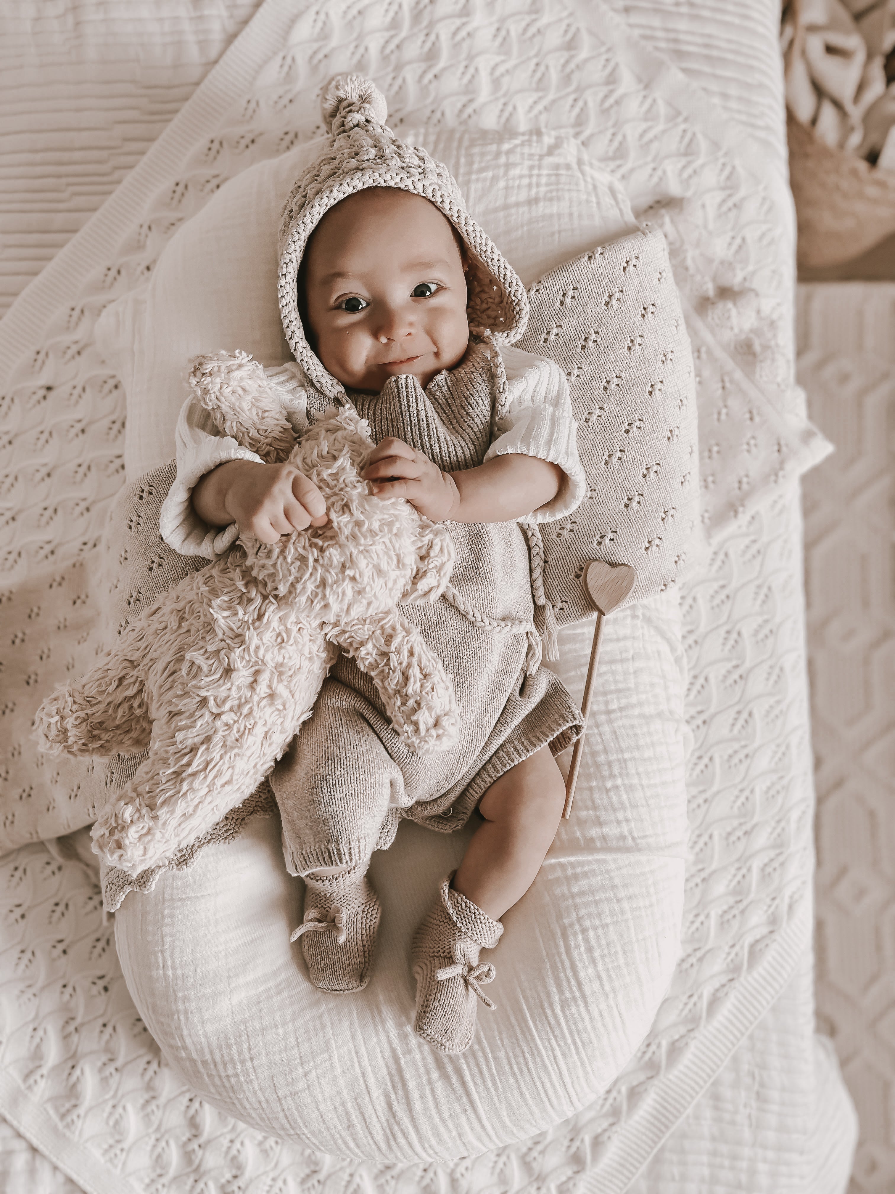 Luna + Luca Rib Detail Short Romper - Heather Beige | Milk & Baby