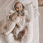 Luna + Luca Rib Detail Short Romper | Heather Beige Milk & Baby