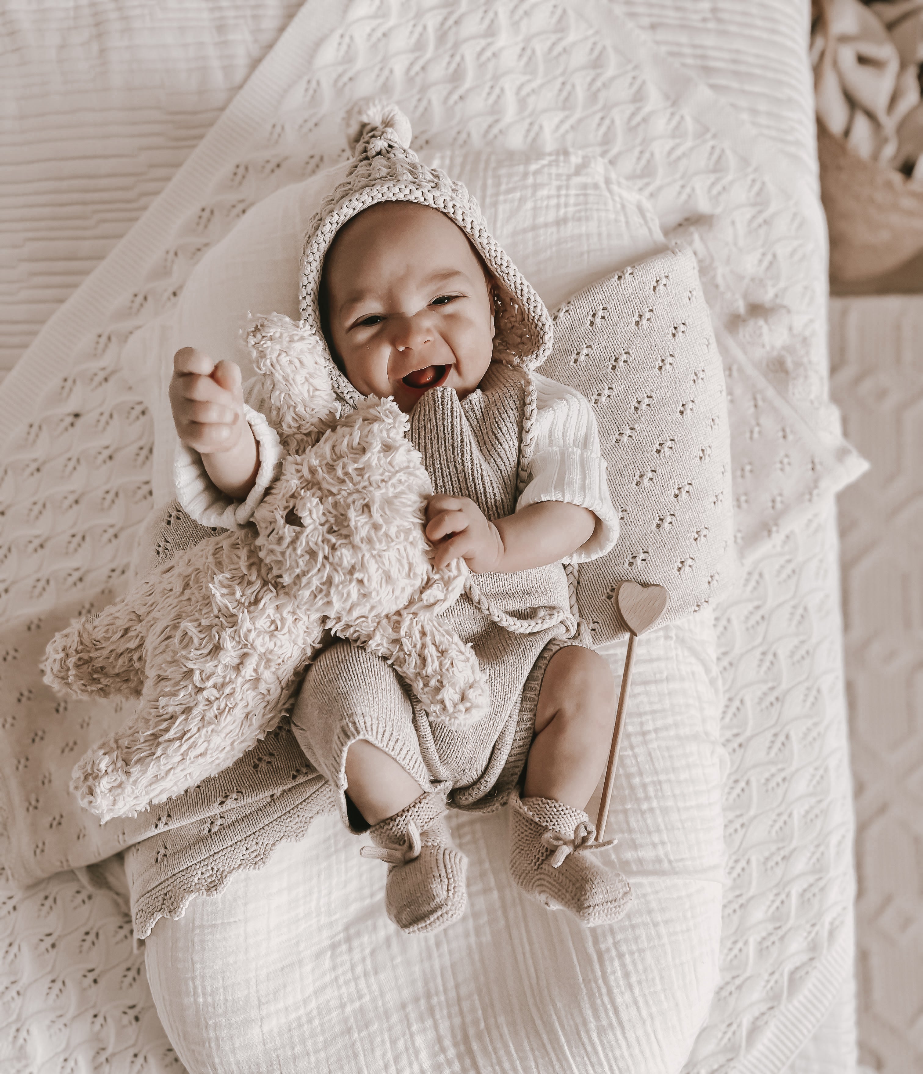 Luna + Luca Rib Detail Short Romper - Heather Beige | Milk & Baby