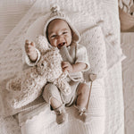 Luna + Luca Rib Detail Short Romper | Heather Beige Milk & Baby