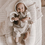 Luna + Luca Rib Detail Short Romper - Heather Beige | Milk & Baby