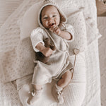 Luna + Luca Rib Detail Short Romper - Heather Beige | Milk & Baby