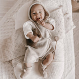 Luna + Luca Rib Detail Short Romper - Heather Beige | Milk & Baby