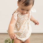 Organic Tie Shoulder Bubble Romper | Gardenia | Milk & Baby