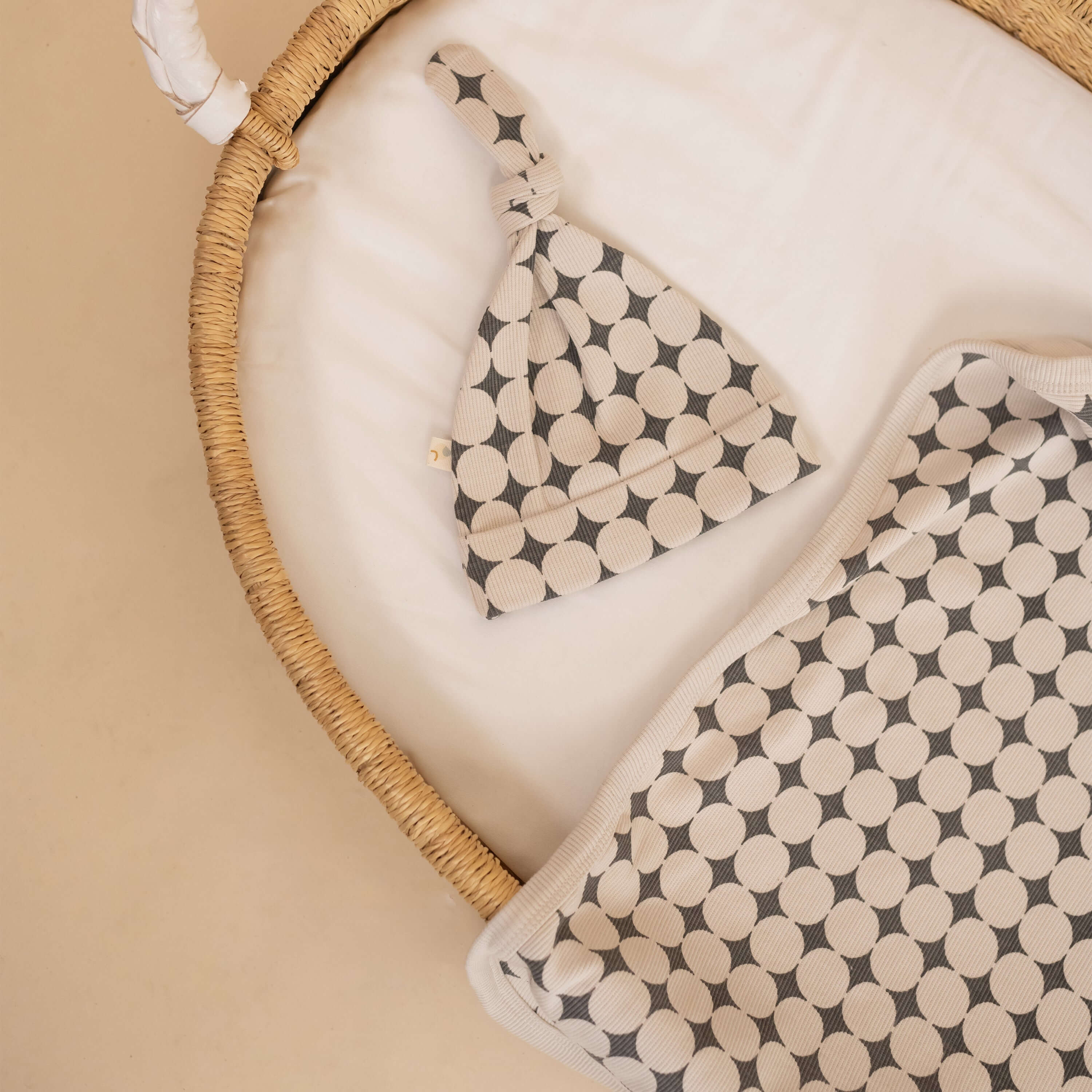 Mod Dots | Organic Swaddle Blanket & Hat Set | Milk & Baby