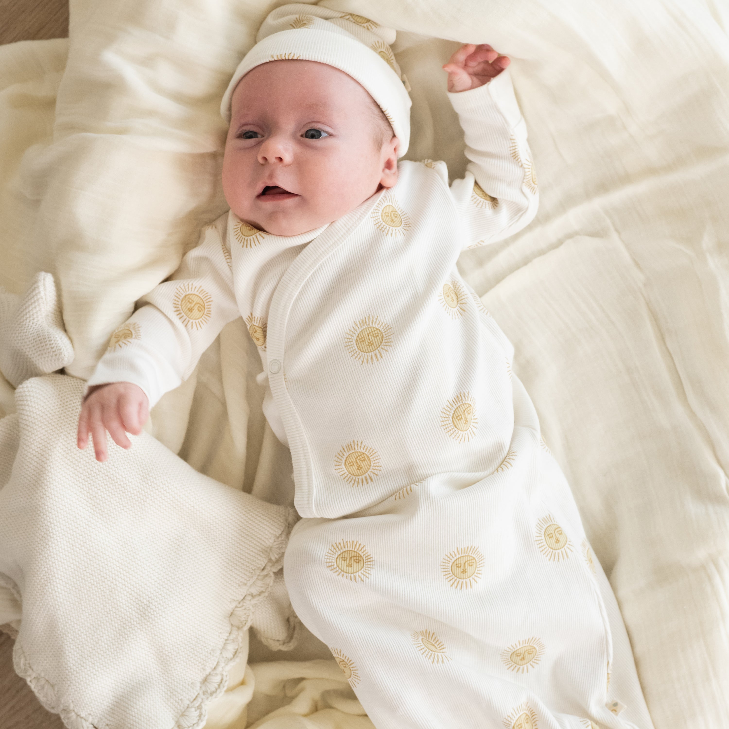 Summer Sun | Organic Kimono Infant Sleep Gown | Milk & Baby