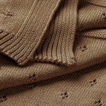 Brown | Organic Cotton Pointelle Baby Blanket | Milk & Baby