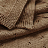 Brown | Organic Cotton Pointelle Baby Blanket | Milk & Baby