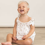 Organic Tie Shoulder Bubble Romper | English Roses | Milk & Baby