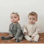 Grey Organic Cotton Ribbed Zipper | Milk & Baby
