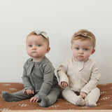Grey Organic Cotton Ribbed Zipper | Milk & Baby