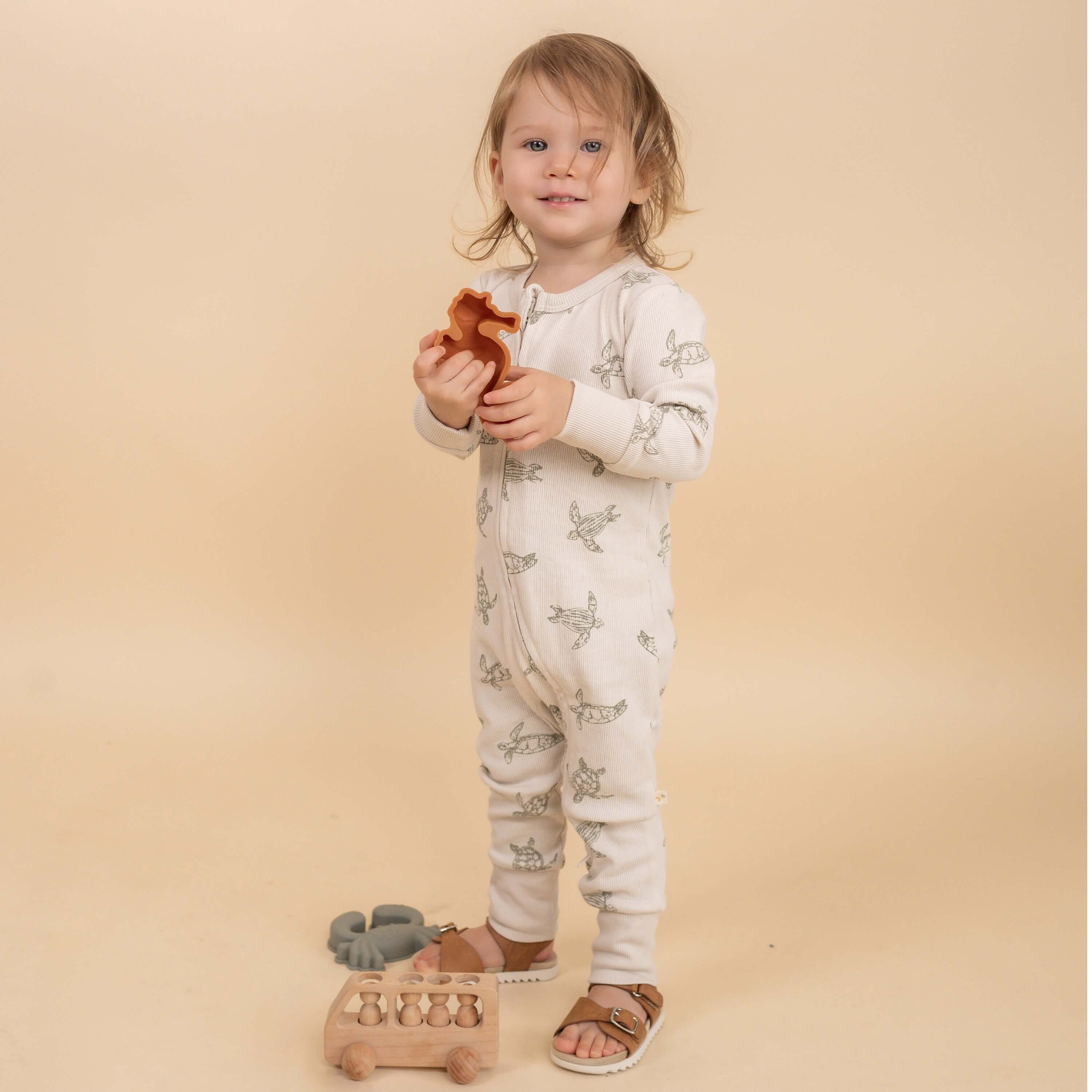 Turtles | Organic Convertible Zip Romper | Milk & Baby