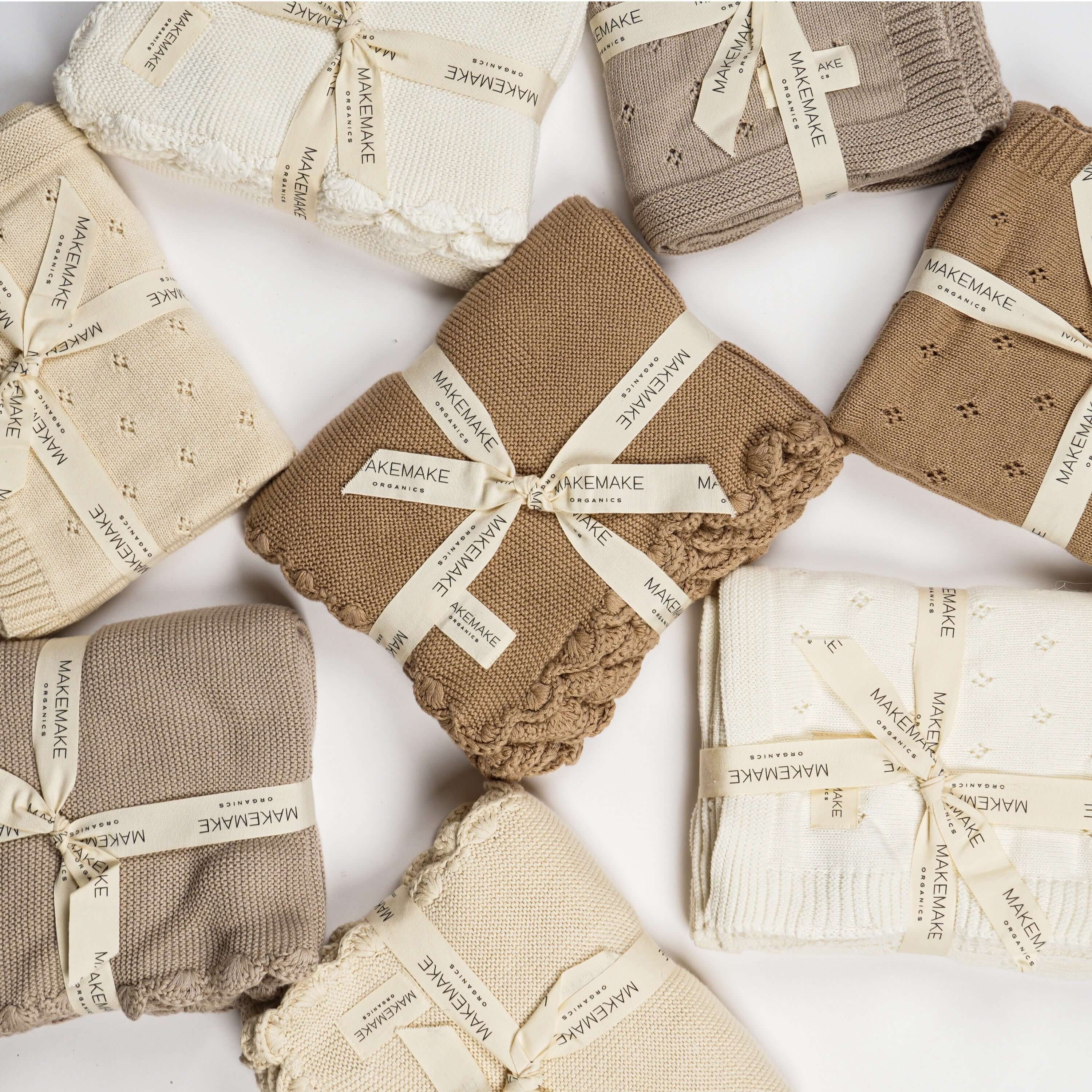 Brown | Organic Cotton Pointelle Baby Blanket | Milk & Baby