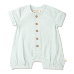 Green Stripes | Organic Short Bubble Romper | Milk & Baby