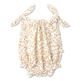 Organic Tie Shoulder Bubble Romper | Gardenia | Milk & Baby
