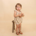 Organic Tie Shoulder Bubble Romper | Tuscan Bloom | Milk & Baby