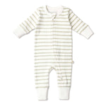 Sage Stripes | Organic Convertible Zip Romper | Milk & Baby
